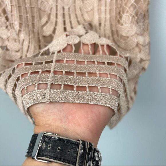 Express Metallic Lace Tank Top Cami Front Lined Lace Cutout Rose Gold Sz XS - Picture 8 of 14